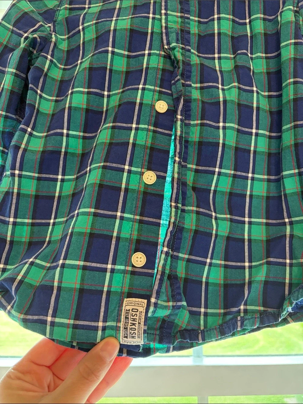 OshKosh B'gosh Green & Blue Plaid Button-Down Shirt